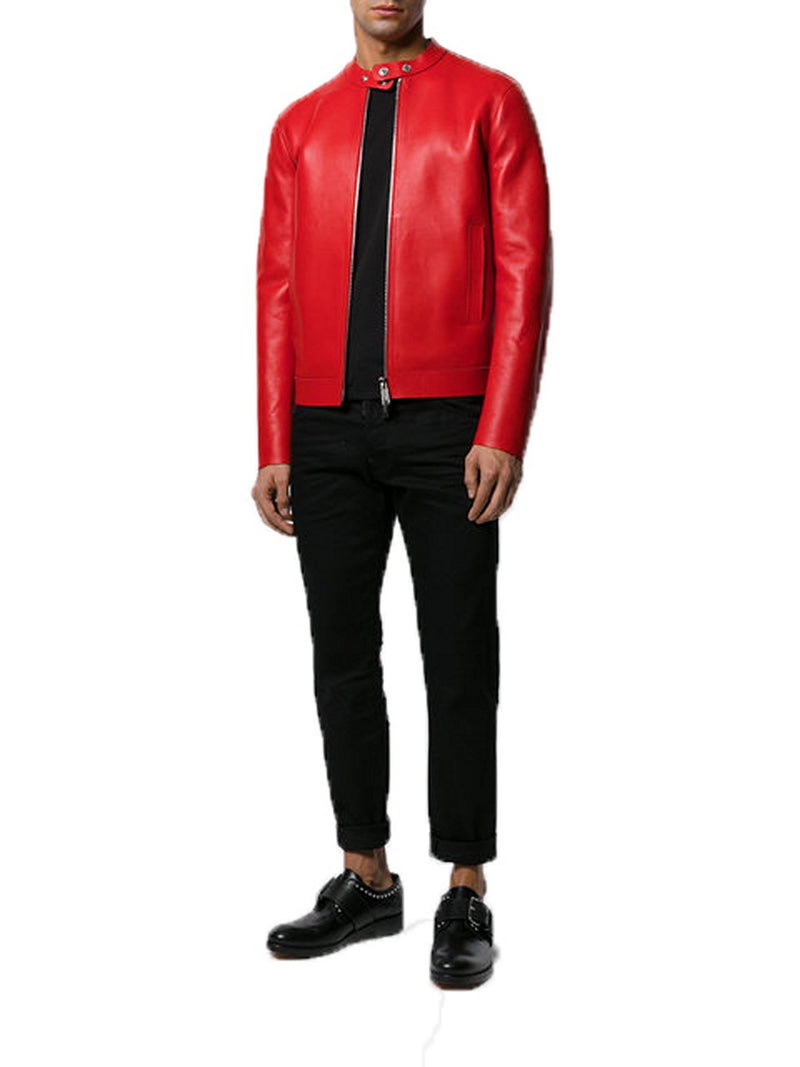 Biker Jacket - Men Real Lambskin Motorcycle Leather Biker Jacket KM374 - Koza Leathers