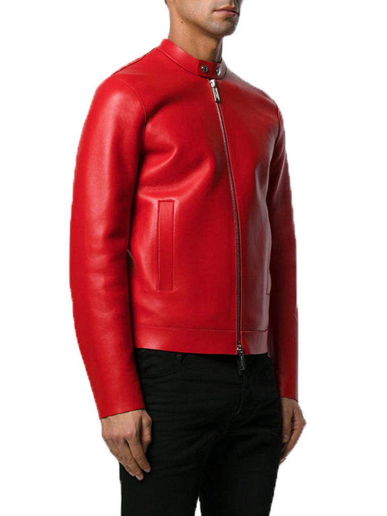 Biker Jacket - Men Real Lambskin Motorcycle Leather Biker Jacket KM374 - Koza Leathers