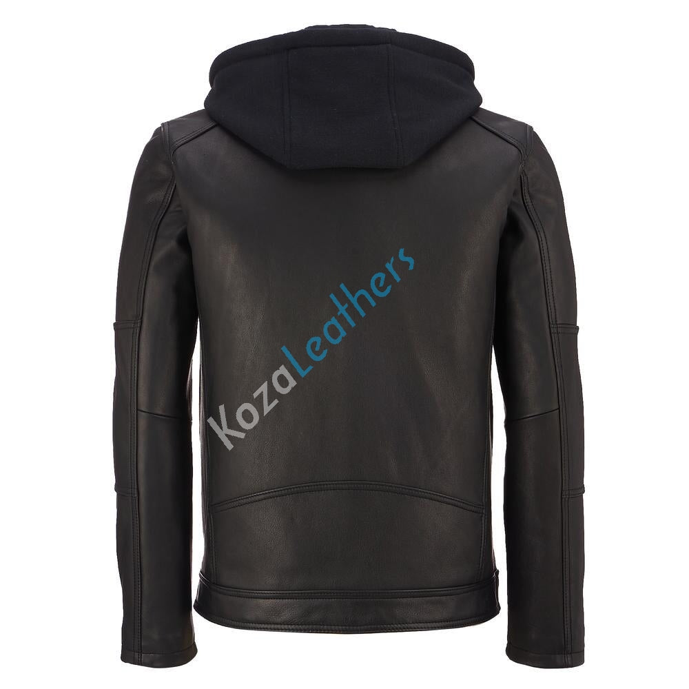 Biker Jacket - Men Real Lambskin Motorcycle Leather Biker Jacket KM162 - Koza Leathers