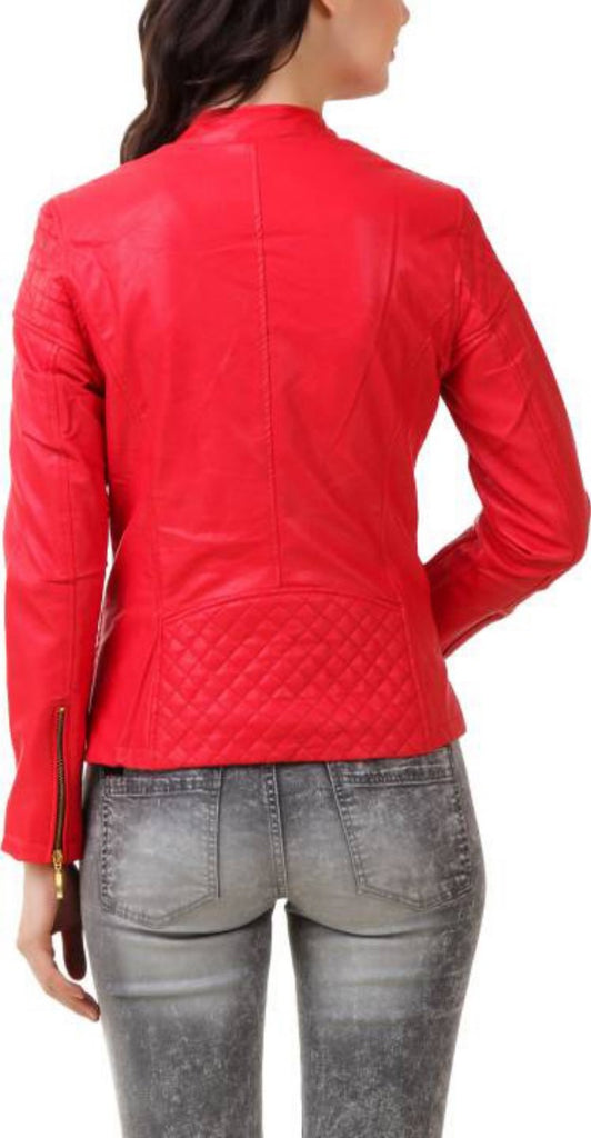 Biker / Motorcycle Jacket - Women Real Lambskin Leather Biker Jacket KW391 - Koza Leathers