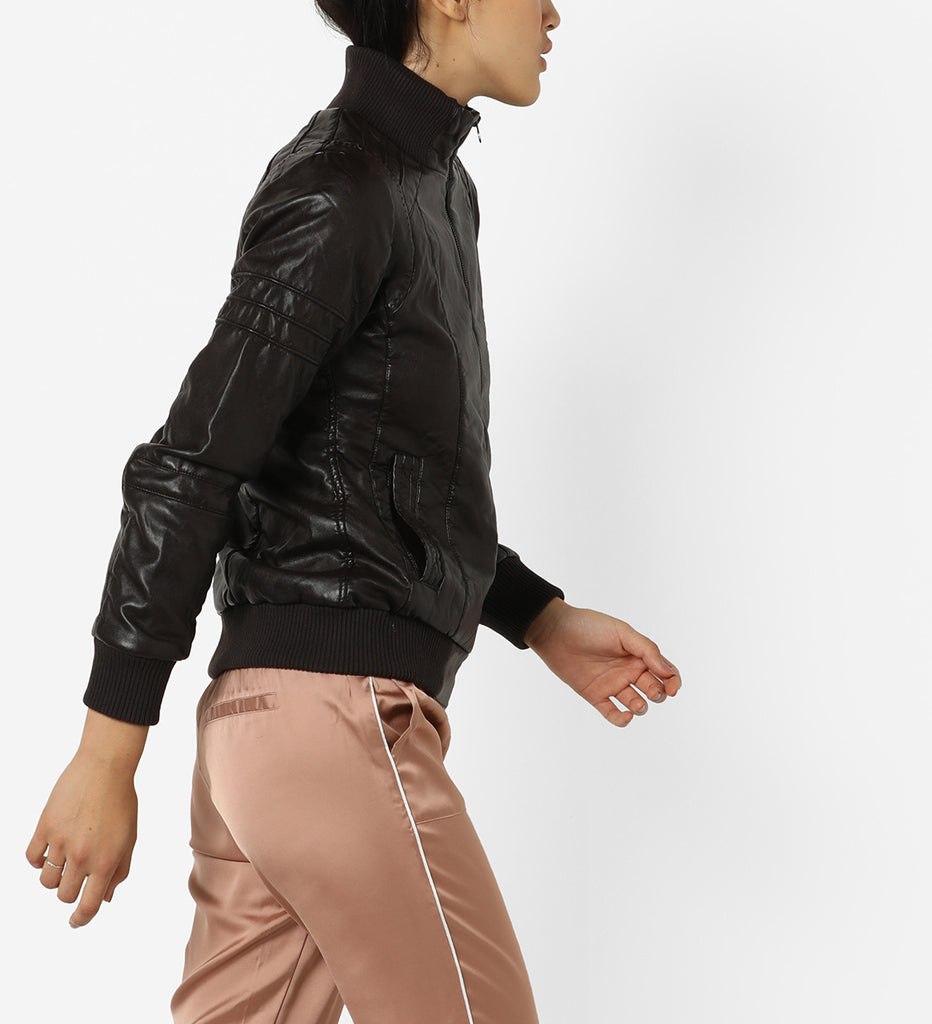 Biker / Motorcycle Jacket - Women Real Lambskin Leather Biker Jacket KW574 - Koza Leathers