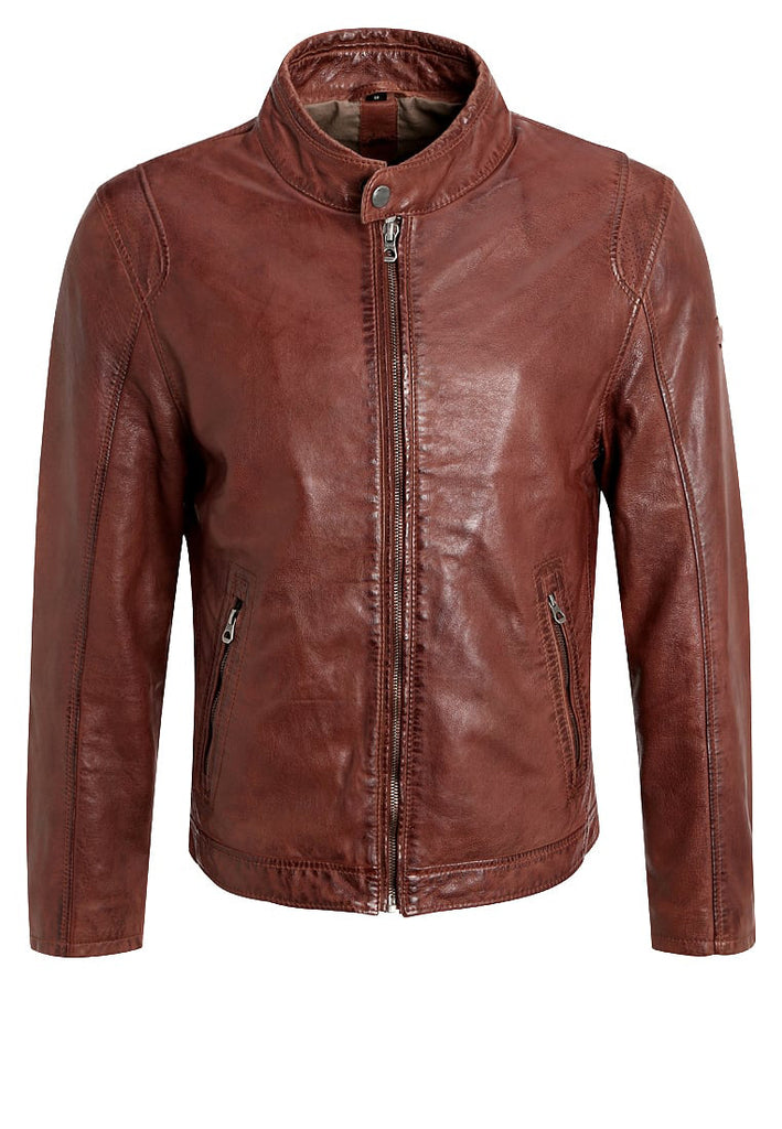 Biker Jacket - Men Real Lambskin Motorcycle Leather Biker Jacket KM249 - Koza Leathers