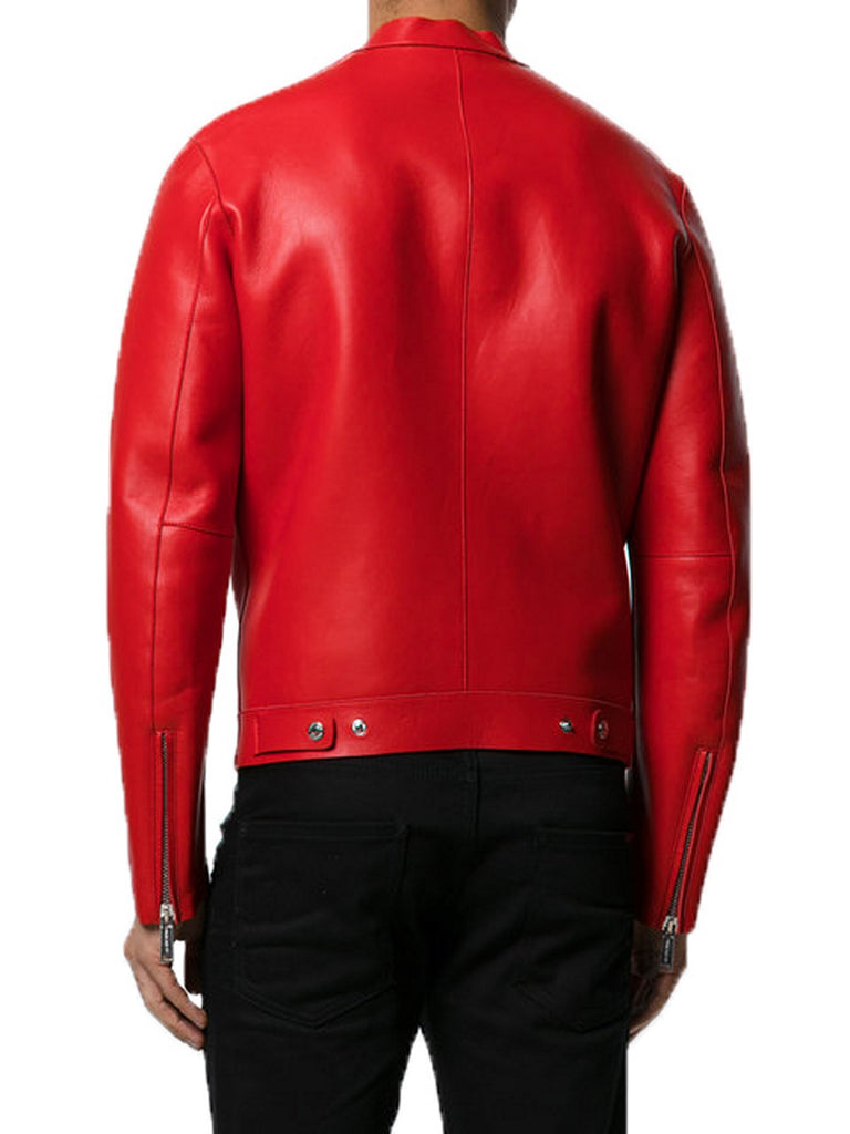 Biker Jacket - Men Real Lambskin Motorcycle Leather Biker Jacket KM374 - Koza Leathers