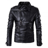 Men Real Lambskin Motorcycle Leather Biker Jacket KM593