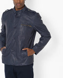 Men Real Lambskin Motorcycle Leather Biker Jacket KM619