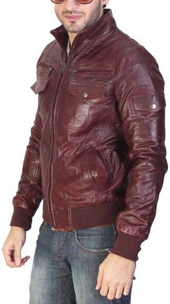 Biker Jacket - Men Real Lambskin Motorcycle Leather Biker Jacket KM398 - Koza Leathers
