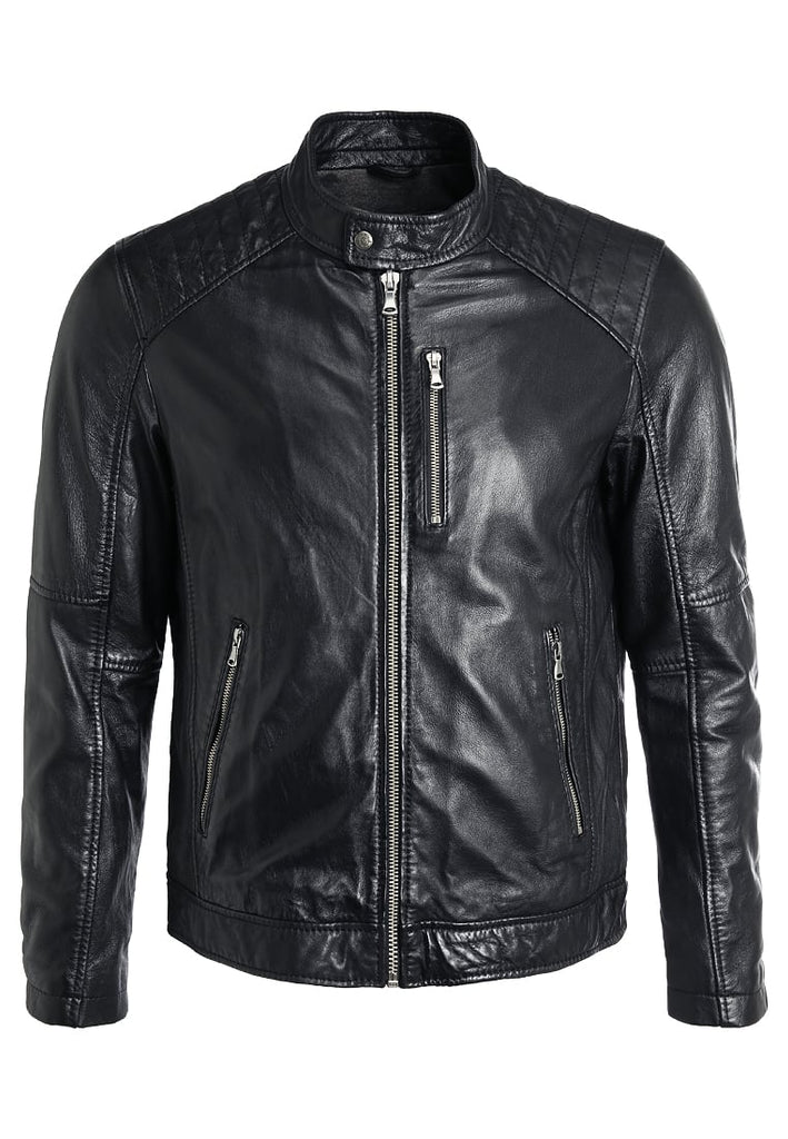 Biker Jacket - Men Real Lambskin Motorcycle Leather Biker Jacket KM250 - Koza Leathers