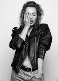 Women Real Lambskin Leather Biker Jacket KW034