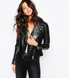 Women Real Lambskin Leather Biker Jacket KW035