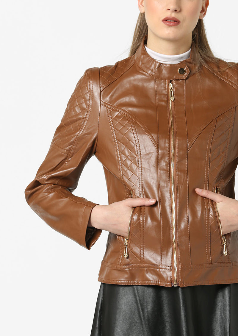 Biker / Motorcycle Jacket - Women Real Lambskin Leather Biker Jacket KW576 - Koza Leathers