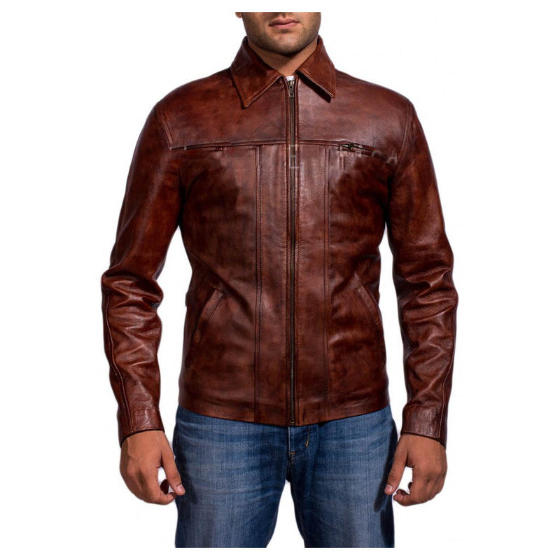 Biker Jacket - Men Real Lambskin Motorcycle Leather Biker Jacket KM329 - Koza Leathers