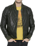 Men Real Lambskin Motorcycle Leather Biker Jacket KM400