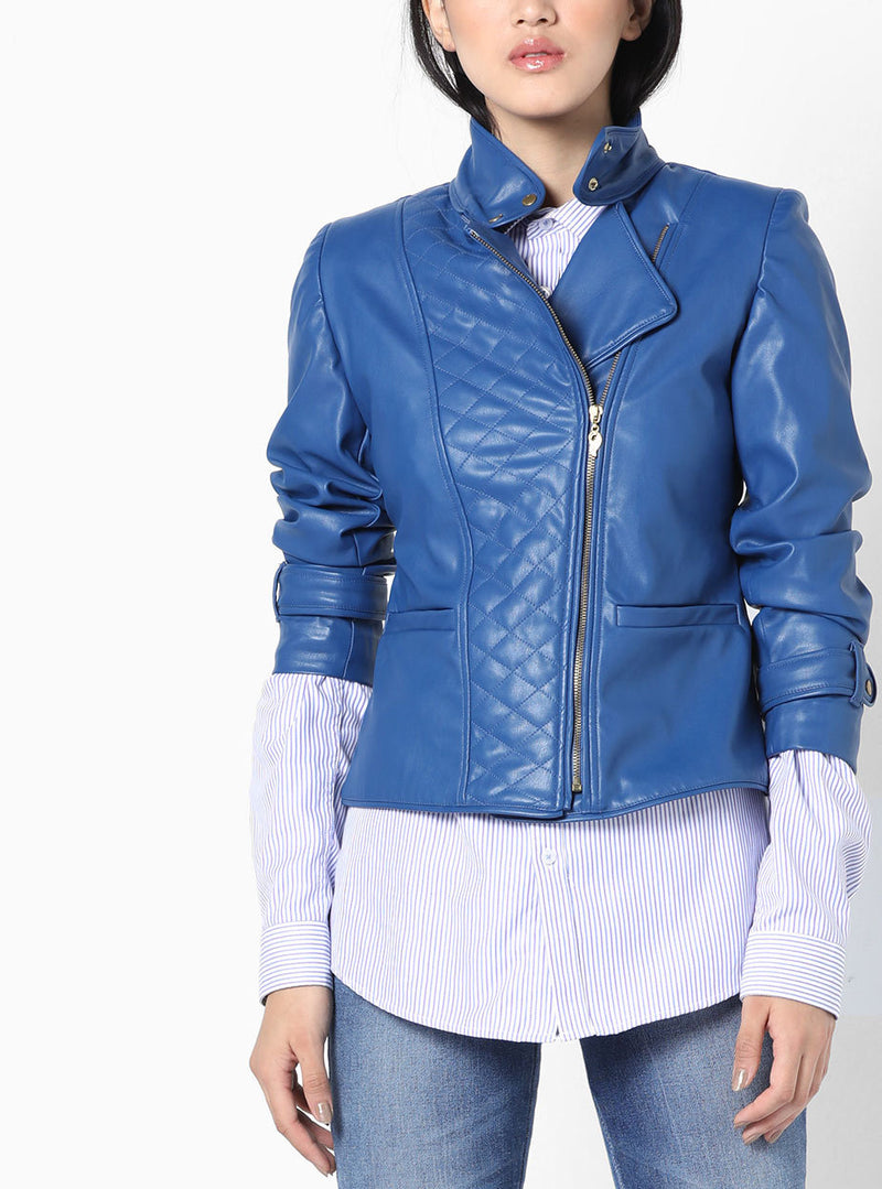 Biker / Motorcycle Jacket - Women Real Lambskin Leather Biker Jacket KW577 - Koza Leathers
