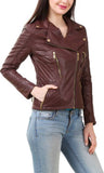 Biker / Motorcycle Jacket - Women Real Lambskin Leather Biker Jacket KW394 - Koza Leathers