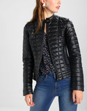 Women Real Lambskin Leather Biker Jacket KW210