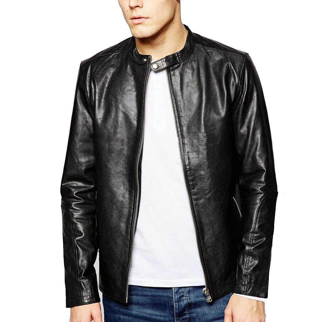 Biker Jacket - Men Real Lambskin Motorcycle Leather Biker Jacket KM330 - Koza Leathers