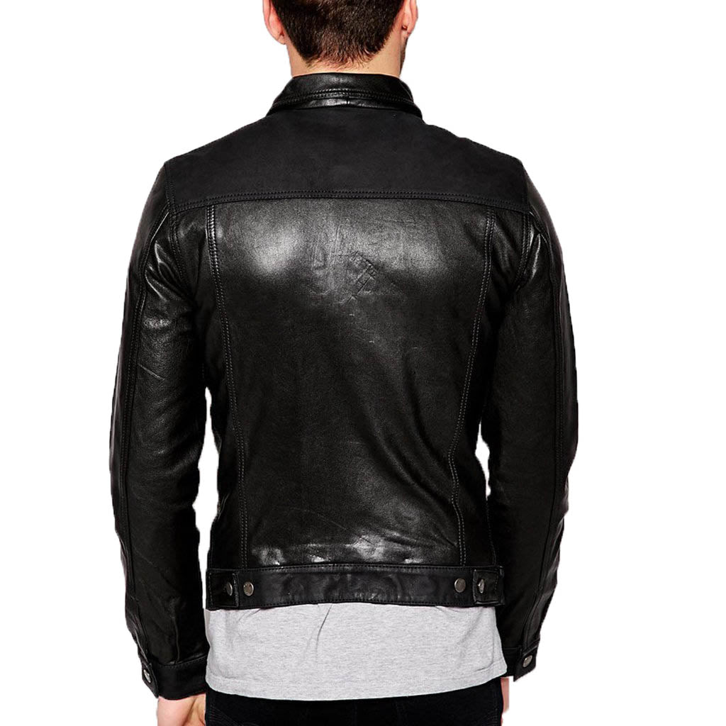 Biker Jacket - Men Real Lambskin Motorcycle Leather Biker Jacket KM330 - Koza Leathers