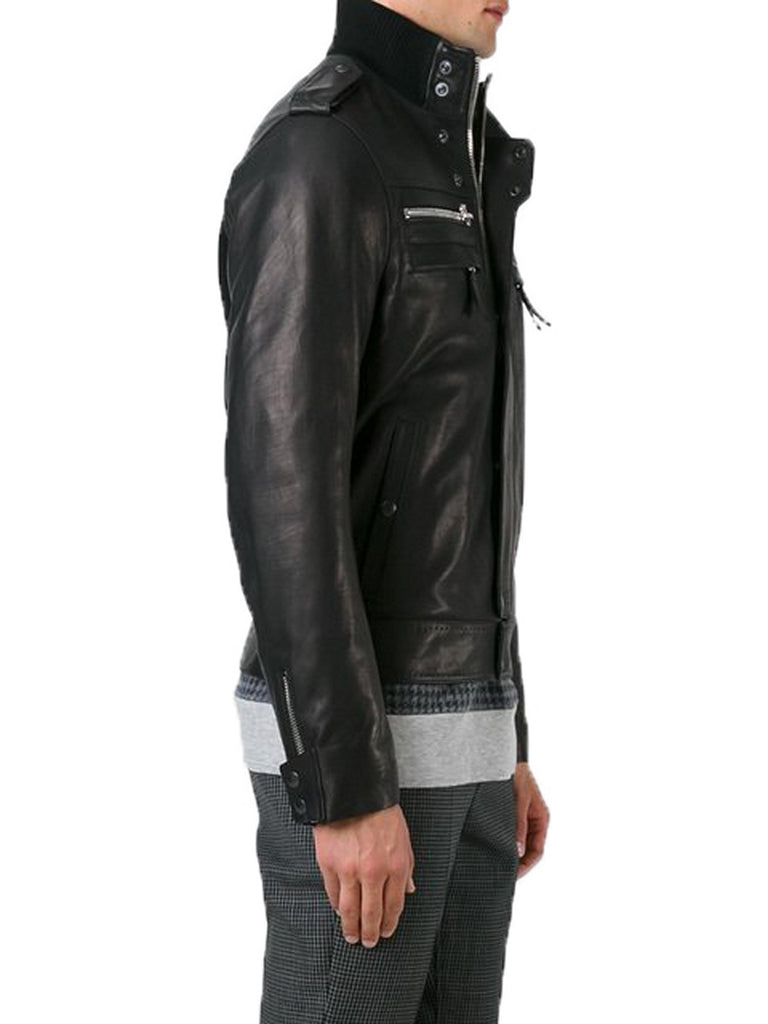 Biker Jacket - Men Real Lambskin Motorcycle Leather Biker Jacket KM378 - Koza Leathers