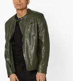 Men Real Lambskin Motorcycle Leather Biker Jacket KM623