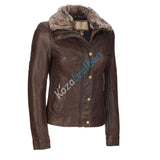 Koza Leathers Women's Real Lambskin Leather Bomber Jacket KW116
