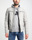 Men Real Lambskin Motorcycle Leather Biker Jacket KM255