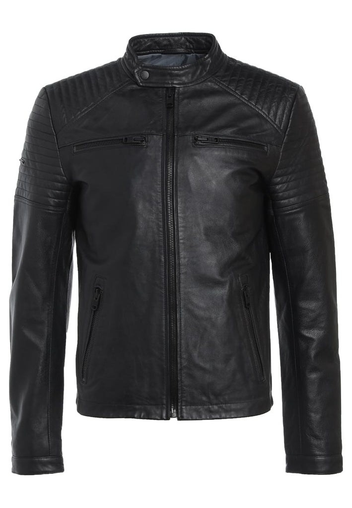 Biker Jacket - Men Real Lambskin Motorcycle Leather Biker Jacket KM256 - Koza Leathers