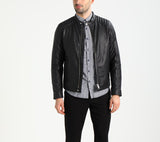 Biker Jacket - Men Real Lambskin Motorcycle Leather Biker Jacket KM257 - Koza Leathers