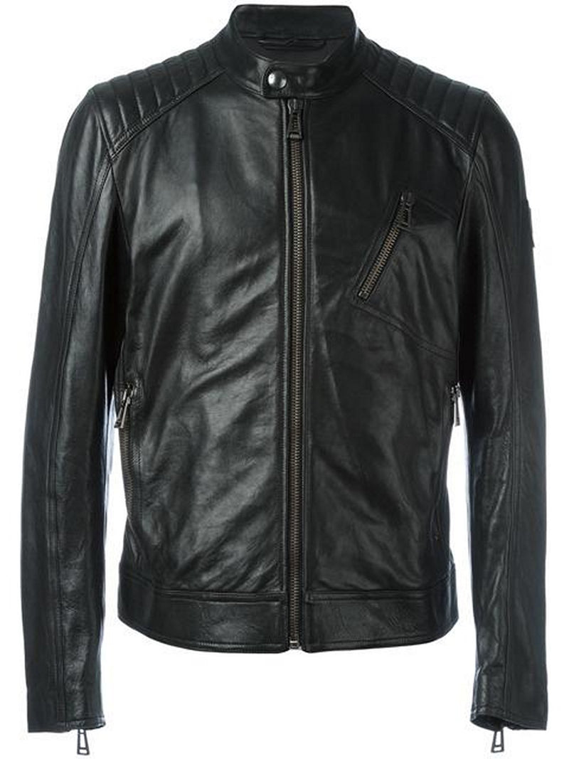 Biker Jacket - Men Real Lambskin Motorcycle Leather Biker Jacket KM355 - Koza Leathers