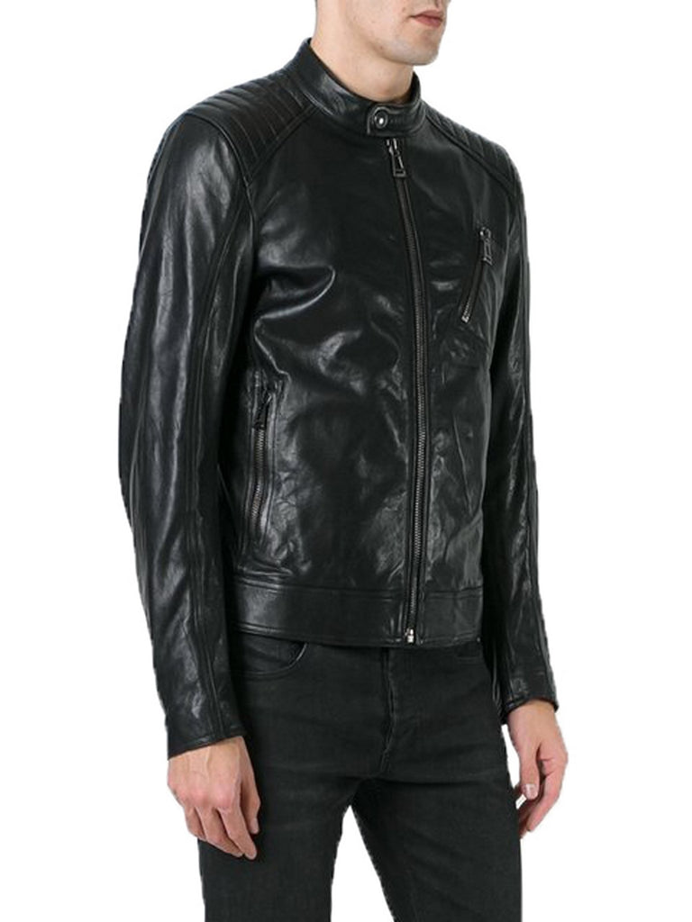 Biker Jacket - Men Real Lambskin Motorcycle Leather Biker Jacket KM355 - Koza Leathers