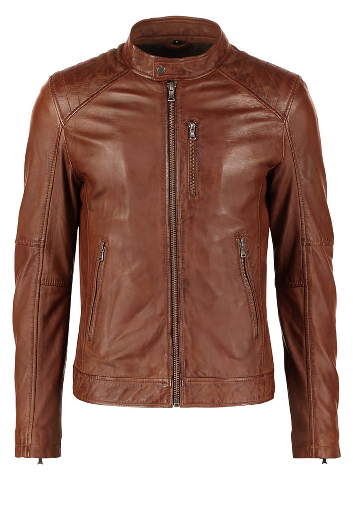Biker Jacket - Men Real Lambskin Motorcycle Leather Biker Jacket KM230 - Koza Leathers