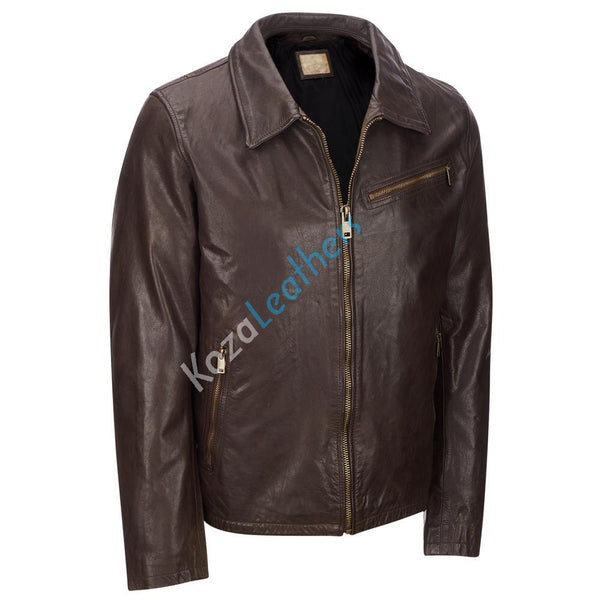 Men's Genuine Lambskin Bomber Leather Jacket NJ017 - Koza Leathers