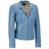 Koza Leathers Women's Real Lambskin Leather Bomber Jacket KW119