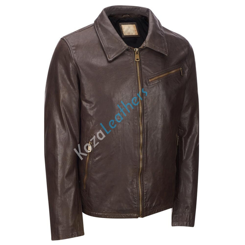 Biker Jacket - Men Real Lambskin Motorcycle Leather Biker Jacket KM167 - Koza Leathers