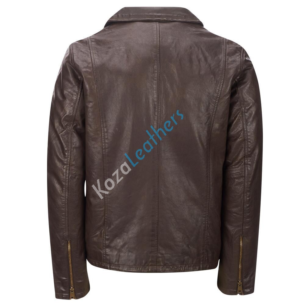 Biker Jacket - Men Real Lambskin Motorcycle Leather Biker Jacket KM167 - Koza Leathers