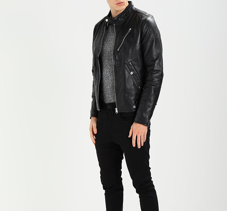 Biker Jacket - Men Real Lambskin Motorcycle Leather Biker Jacket KM258 - Koza Leathers