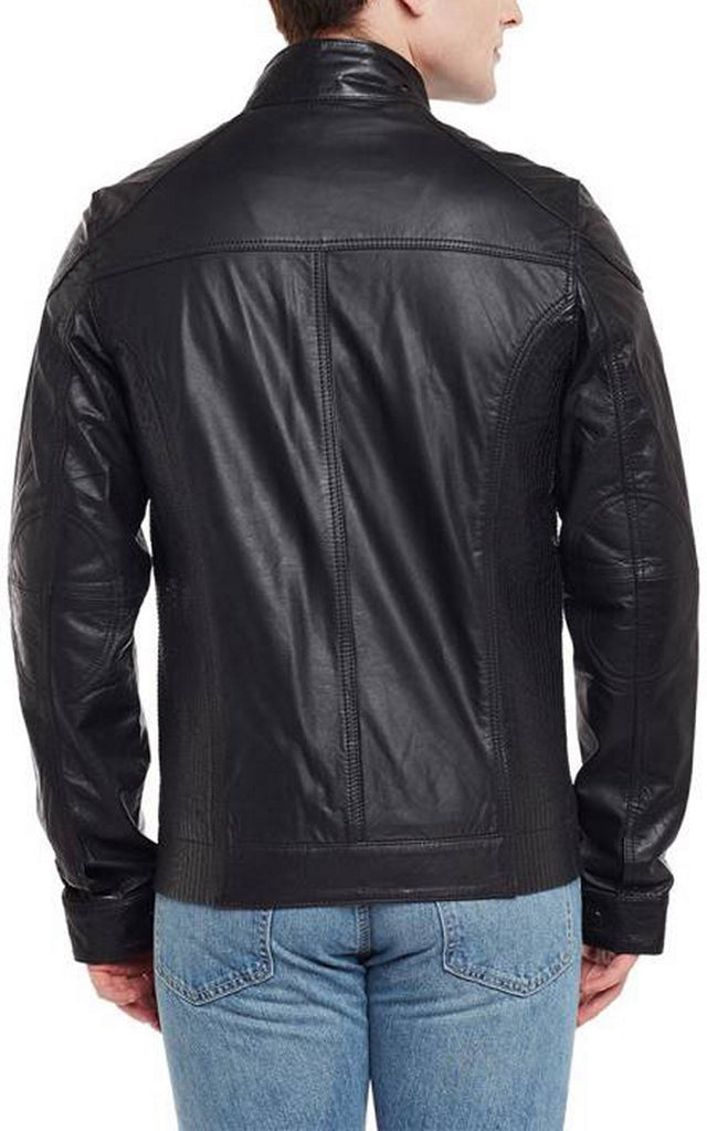 Biker Jacket - Men Real Lambskin Motorcycle Leather Biker Jacket KM406 - Koza Leathers