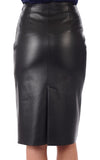 Knee Length Skirt - Women Real Lambskin Leather Slim Fit Skirt WS068 - Koza Leathers