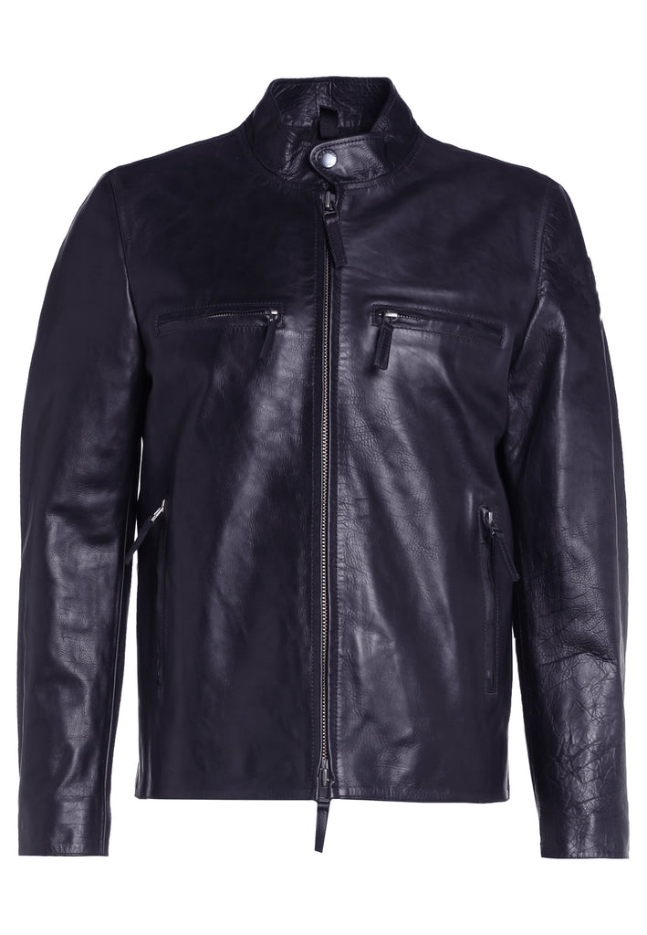 Biker Jacket - Men Real Lambskin Motorcycle Leather Biker Jacket KM259 - Koza Leathers