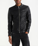 Men Real Lambskin Motorcycle Leather Biker Jacket KM260