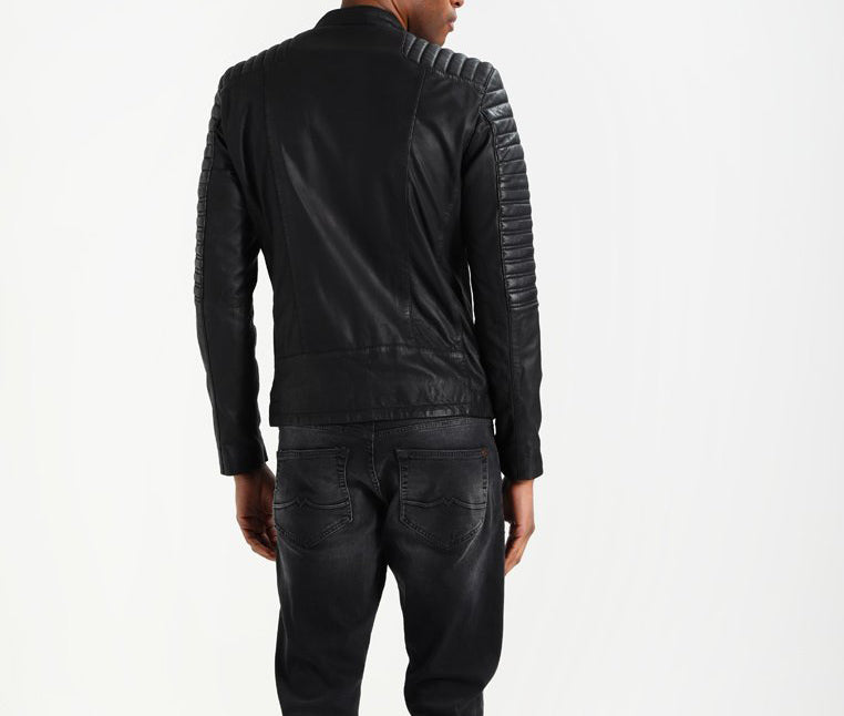 Biker Jacket - Men Real Lambskin Motorcycle Leather Biker Jacket KM260 - Koza Leathers