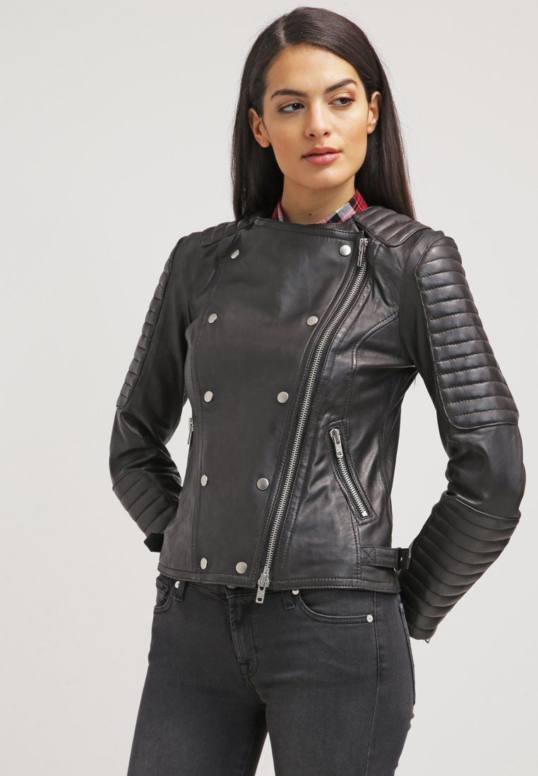 Biker / Motorcycle Jacket - Women Real Lambskin Leather Jacket KW018 - Koza Leathers