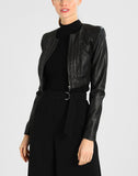 Women Real Lambskin Leather Biker Jacket KW219
