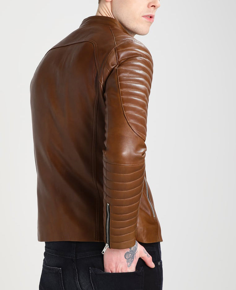 Biker Jacket - Men Real Lambskin Motorcycle Leather Biker Jacket KM261 - Koza Leathers