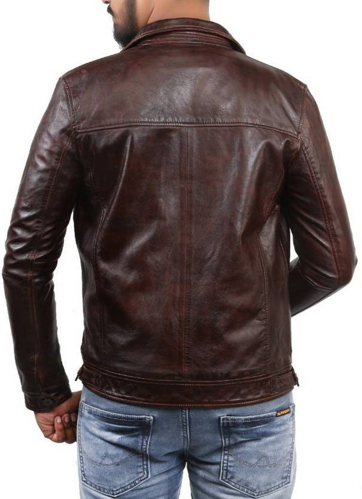 Biker Jacket - Men Real Lambskin Motorcycle Leather Biker Jacket KM409 - Koza Leathers