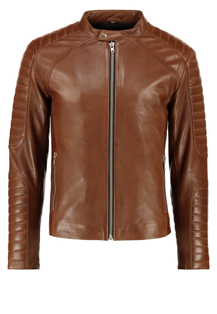 Biker Jacket - Men Real Lambskin Motorcycle Leather Biker Jacket KM261 - Koza Leathers