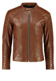 Biker Jacket - Men Real Lambskin Motorcycle Leather Biker Jacket KM261 - Koza Leathers