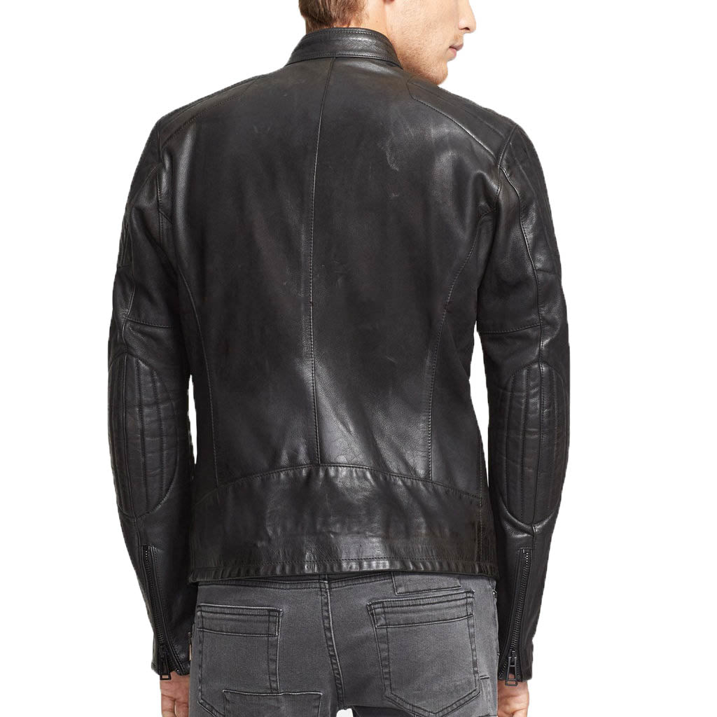Biker Jacket - Men Real Lambskin Motorcycle Leather Biker Jacket KM334 - Koza Leathers