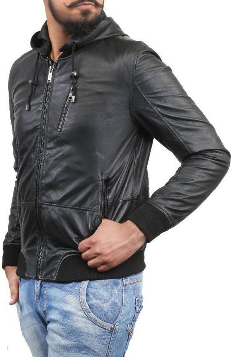 Biker Jacket - Men Real Lambskin Motorcycle Leather Biker Jacket KM411 - Koza Leathers