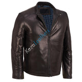 Men Real Lambskin Motorcycle Leather Biker Jacket KM171
