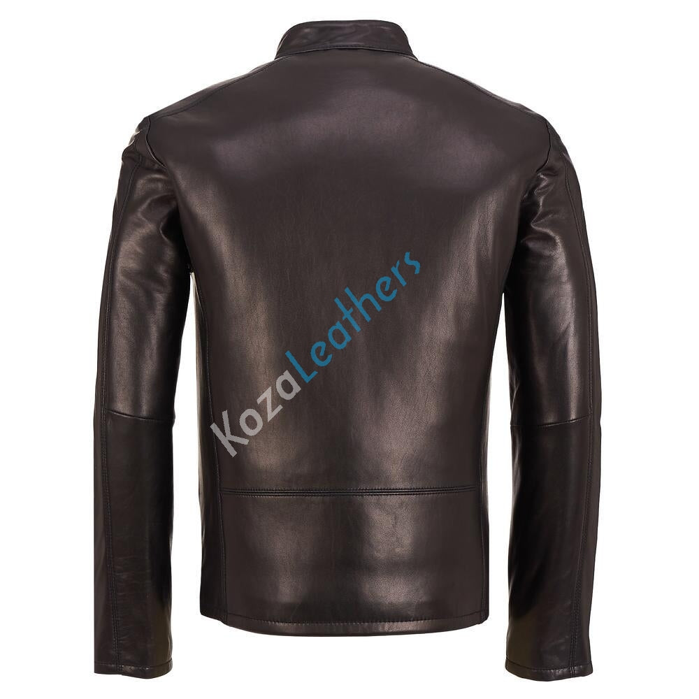 Biker Jacket - Men Real Lambskin Motorcycle Leather Biker Jacket KM171 - Koza Leathers